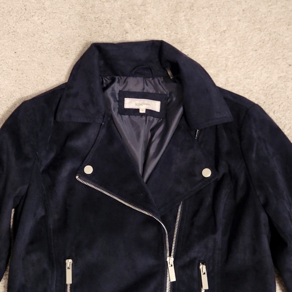 Wildflower navy faux suede moto jacket - Picture 4 of 12